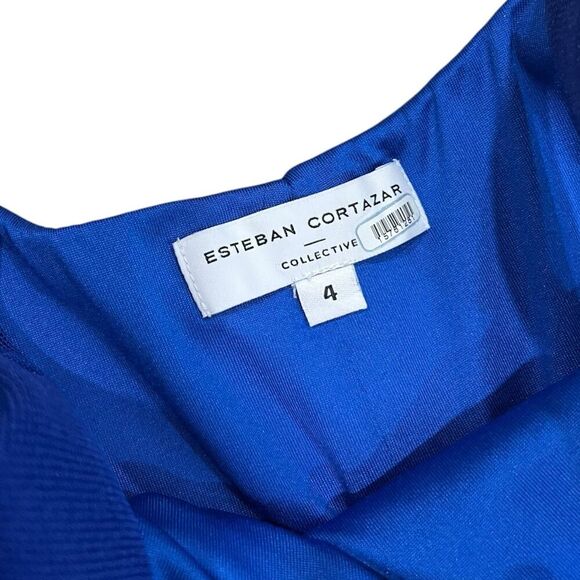 Esteban Cortazar Blue Flamenco Flare Midi Dress 4 - Picture 4 of 5